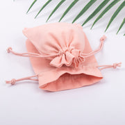 Peach Bottom PomPom Custom Jewerly Packaging Pouch Logo Personalized Drawstring Bag Small Wedding Favor